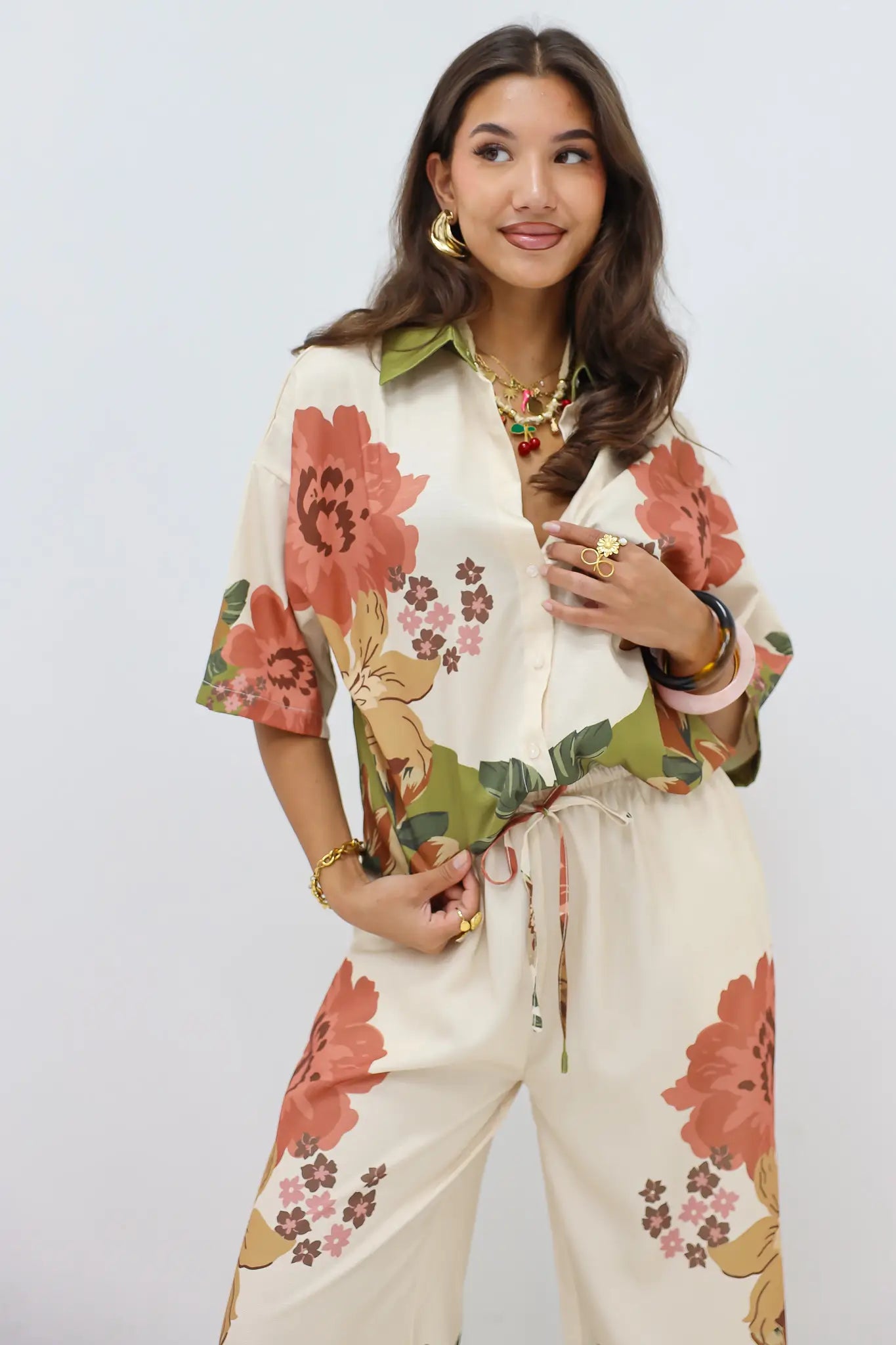 Blouse met Print Khaki