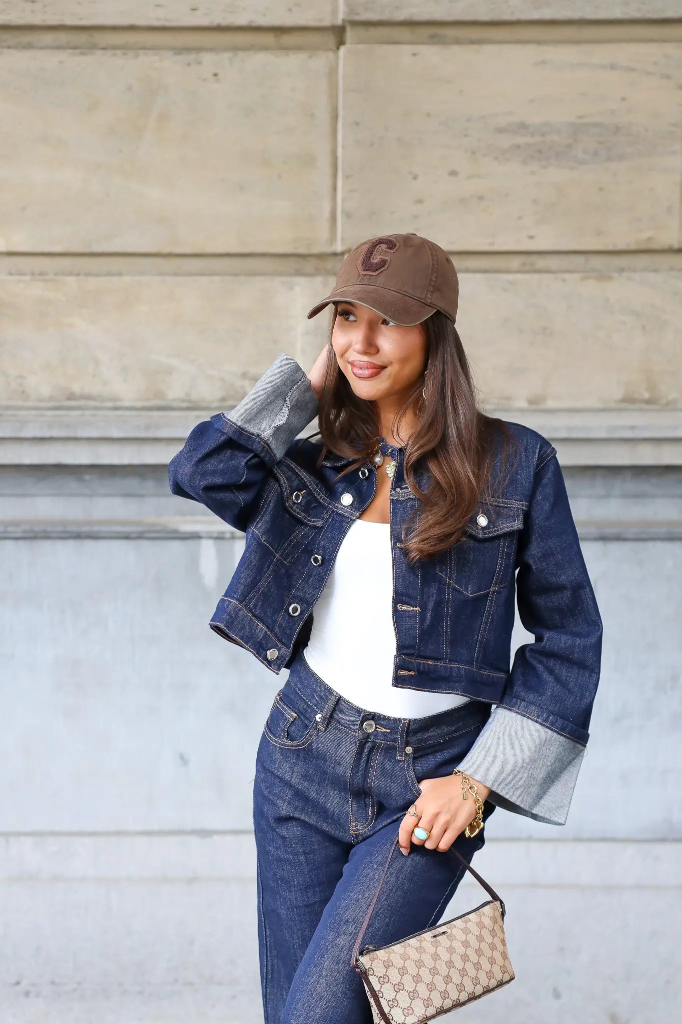 Jeans Jas Omslag Mouwen 326 Donker Blauw