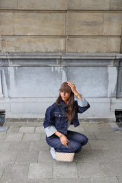 Jeans Jas Omslag Mouwen 326 Donker Blauw