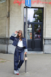 Jeans Jas Omslag Mouwen 326 Donker Blauw