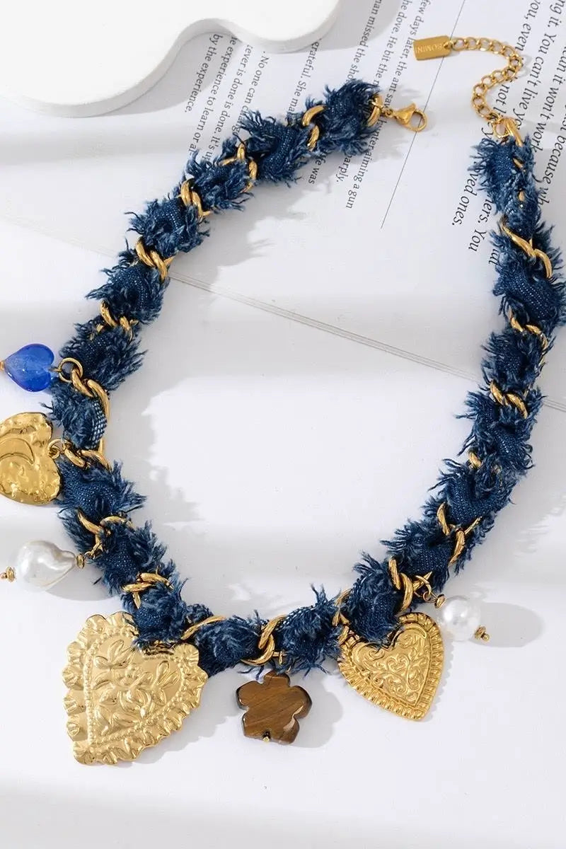 Ketting Denim Hartje Blauw