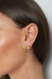 Schattige Strik Oorbellen Goud Yehwang Ladylike Strik Sieraden