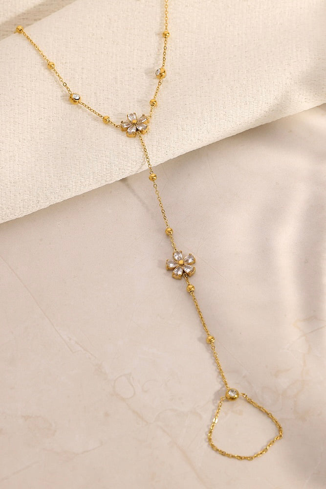 Hand Chain Bloemen Goud