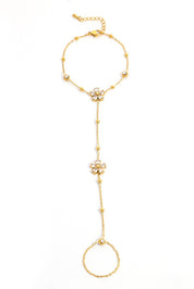 Hand Chain Bloemen Goud