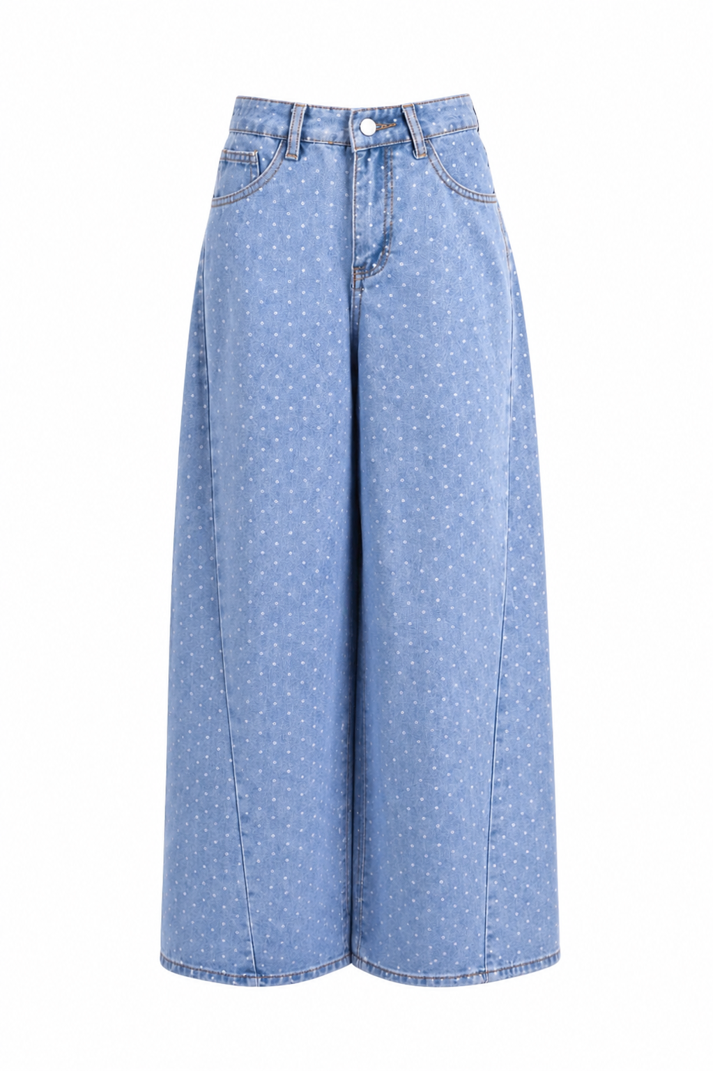 Jeans Wide Fit Polka Dots Blauw