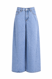 Jeans Wide Fit Polka Dots Blauw