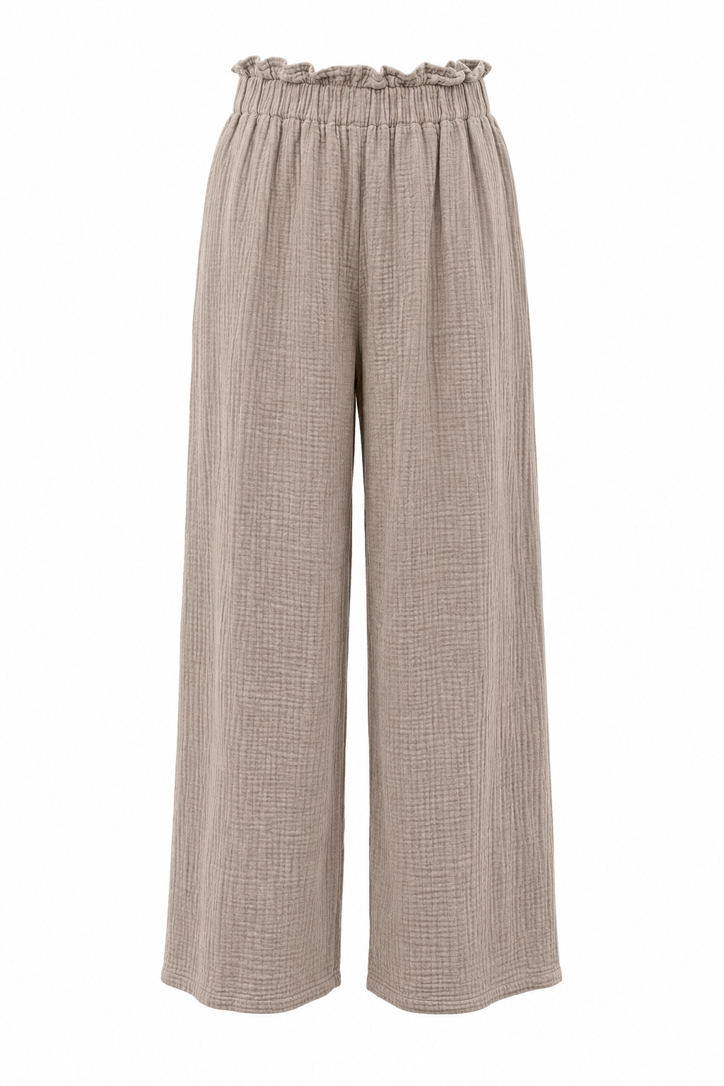 Pantalon Mousseline Rechte Pijp Taupe