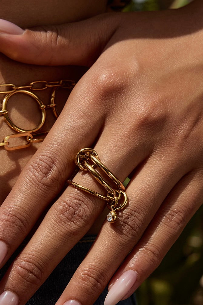 Ring Bandjes + Charm Goud
