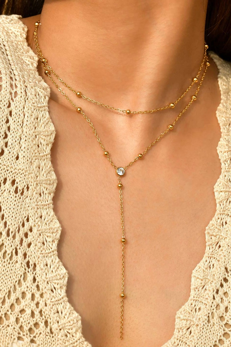 Ketting Layered Drop Goud