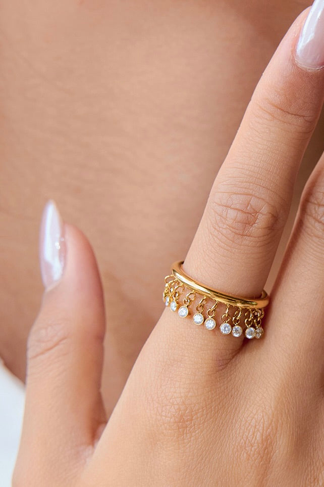 Ring Hangende Steentjes Goud