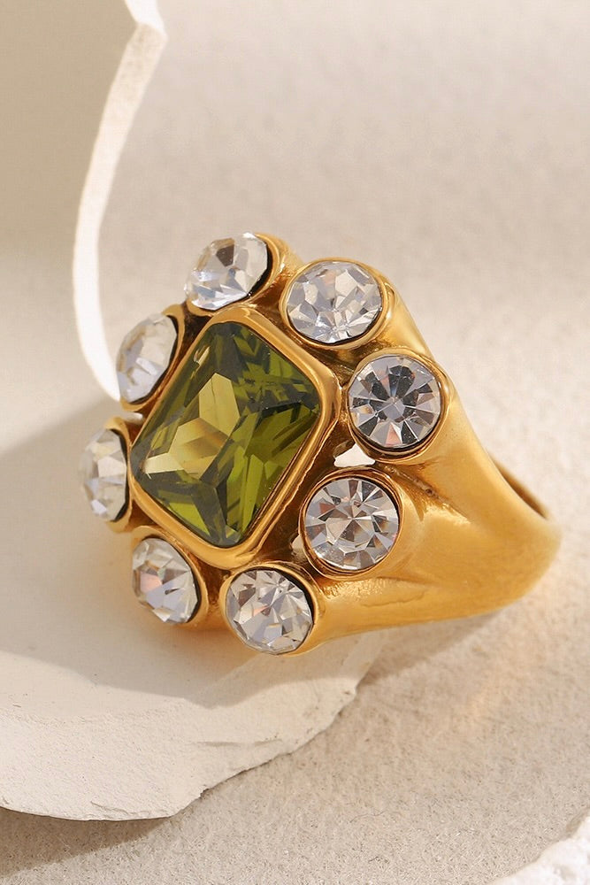 Ring Olive Crystal Goud