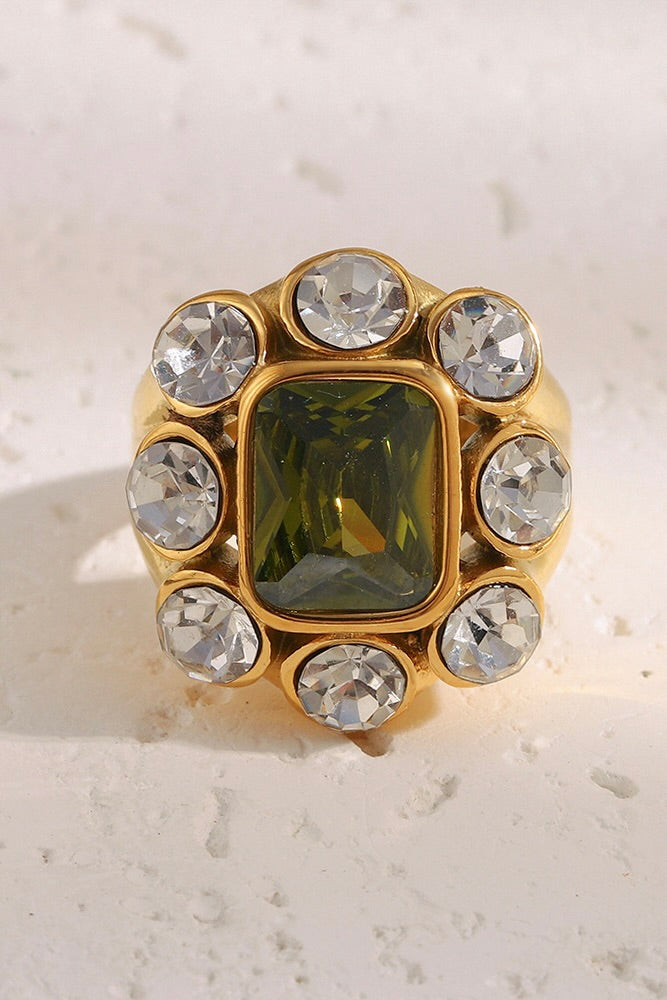Ring Olive Crystal Goud