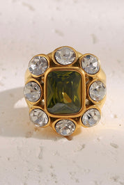 Ring Olive Crystal Goud