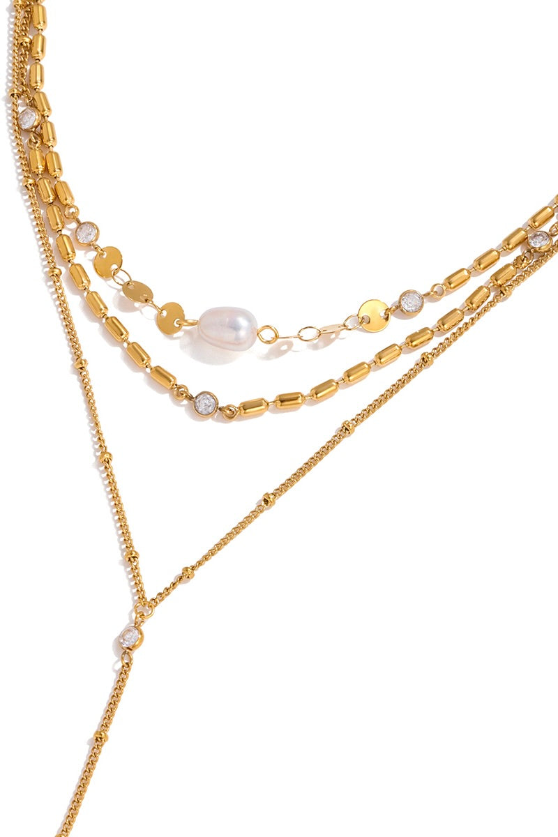Ketting Layered Pearl Goud