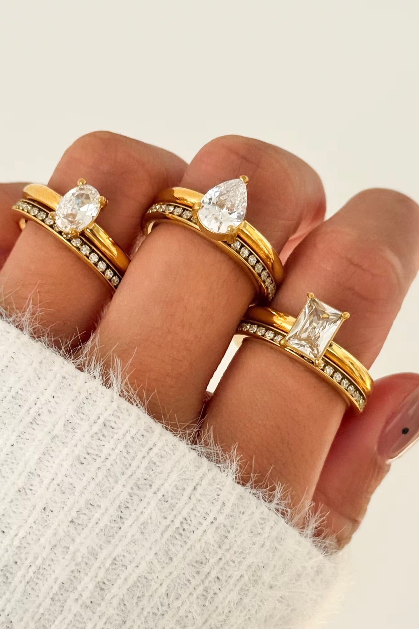 Ring Dubbele Drop Goud