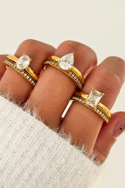 Ring Dubbele Drop Goud