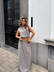 Maxi Rok Mousseline Grijs