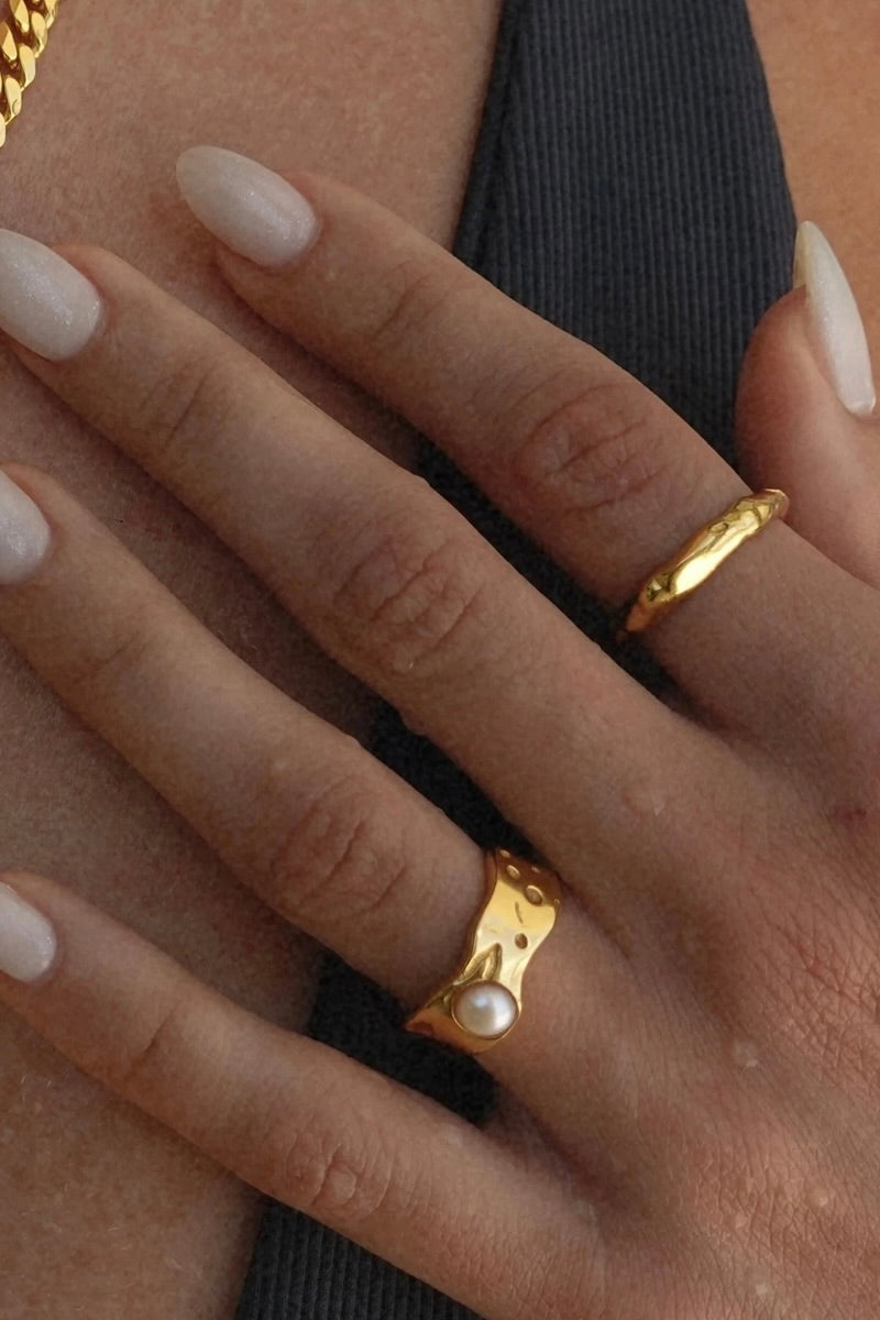 Ring Organic Pearl Goud