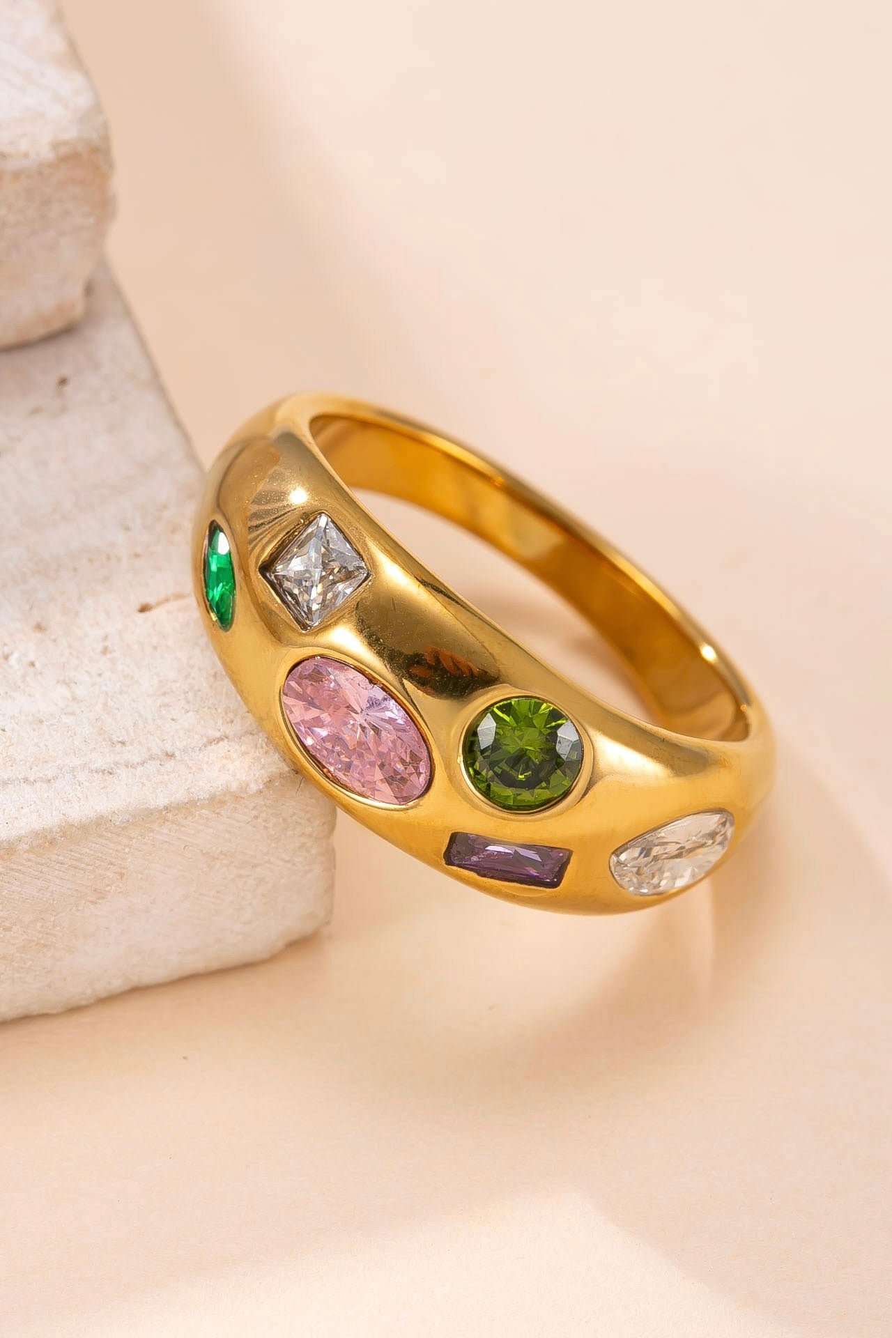 Ring Multi Color Stenen Goud