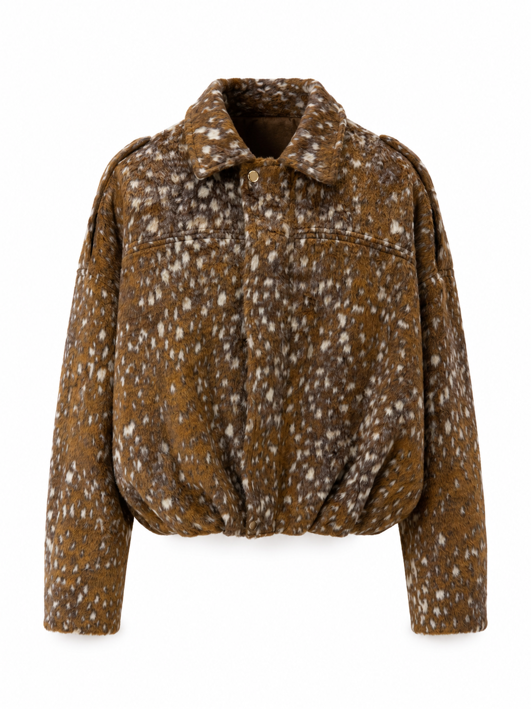 Faux Fur Jas Bambi Print Camel