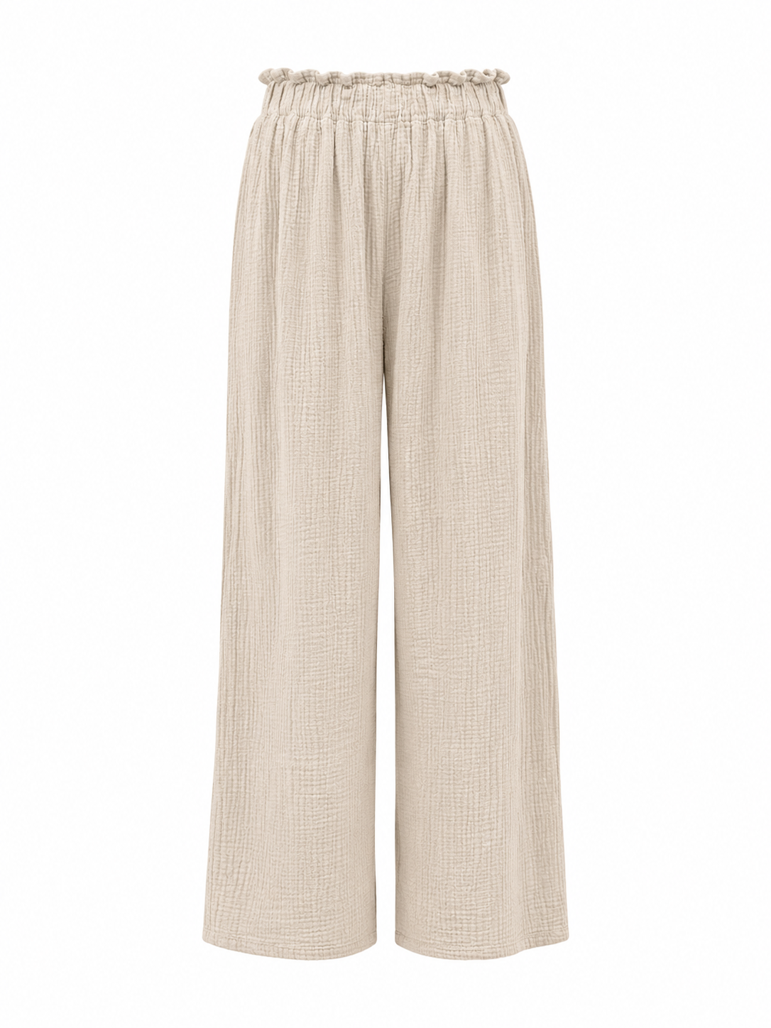 Pantalon Mousseline Rechte Pijp Beige