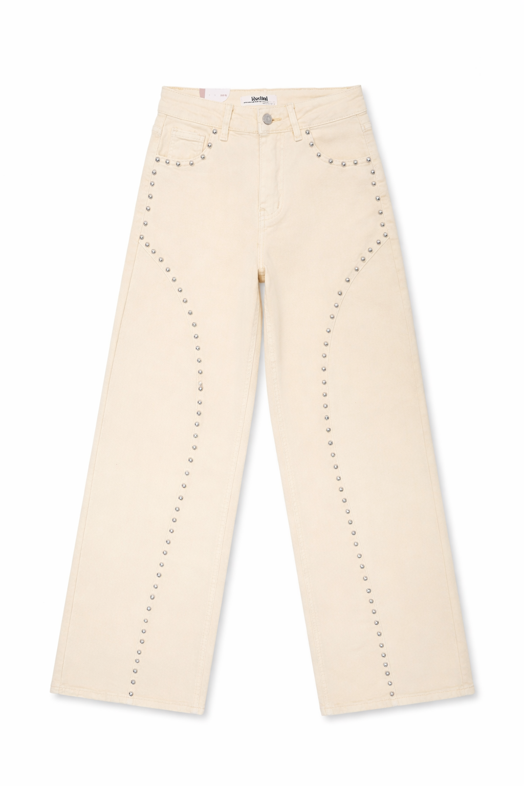 Jeans Wide Leg Stretch Studs Geel 9198-8