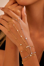 Hand Chain Steentjes Goud