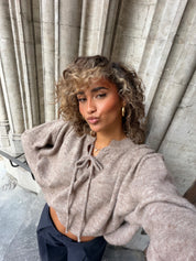 Trui Slouchy Fit Striksluiting Taupe