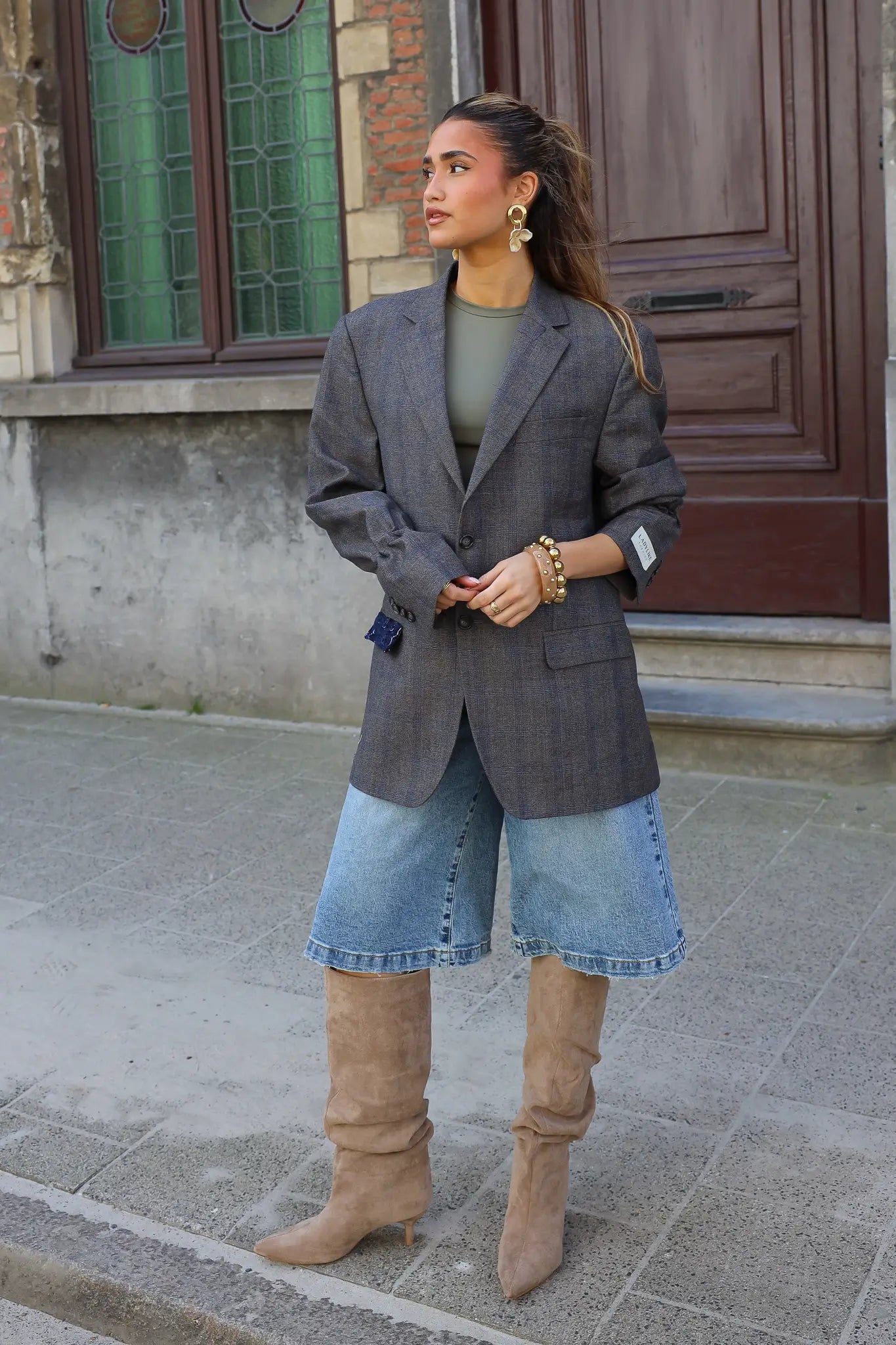 Atelier Series Reworked Blazer Grijs/Blauw