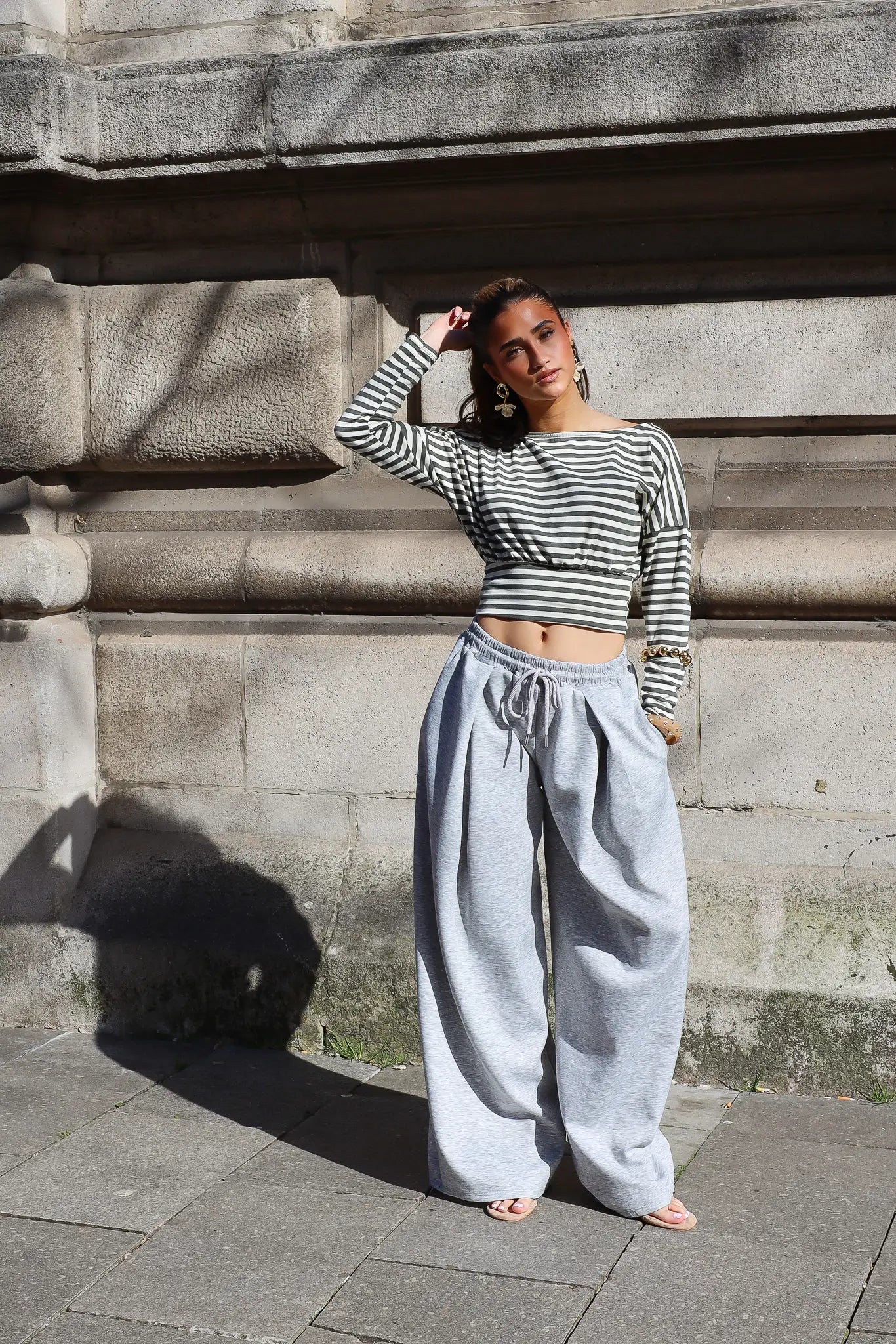 Jogger Plooi Effect Grijs