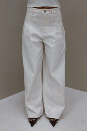 Wide Fit Jeans Roze Details Beige