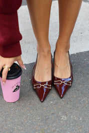 Slingback Goud Detail Lak Bruin