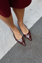 Slingback Goud Detail Lak Bruin