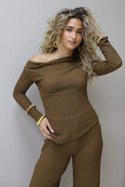 Asymmetrische Structuur Top Bruin