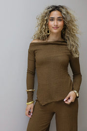 Asymmetrische Structuur Top Bruin