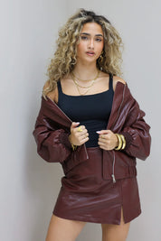 Skort Imitatieleer Bordeaux