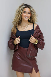 Skort Imitatieleer Bordeaux