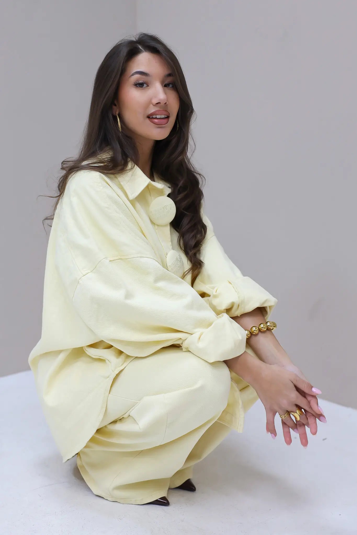 Oversized Denim Blouse Geel