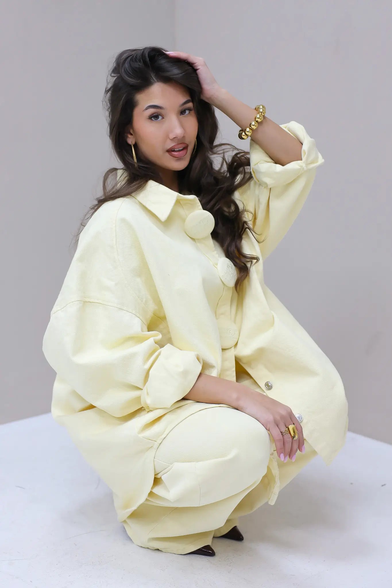 Oversized Denim Blouse Geel