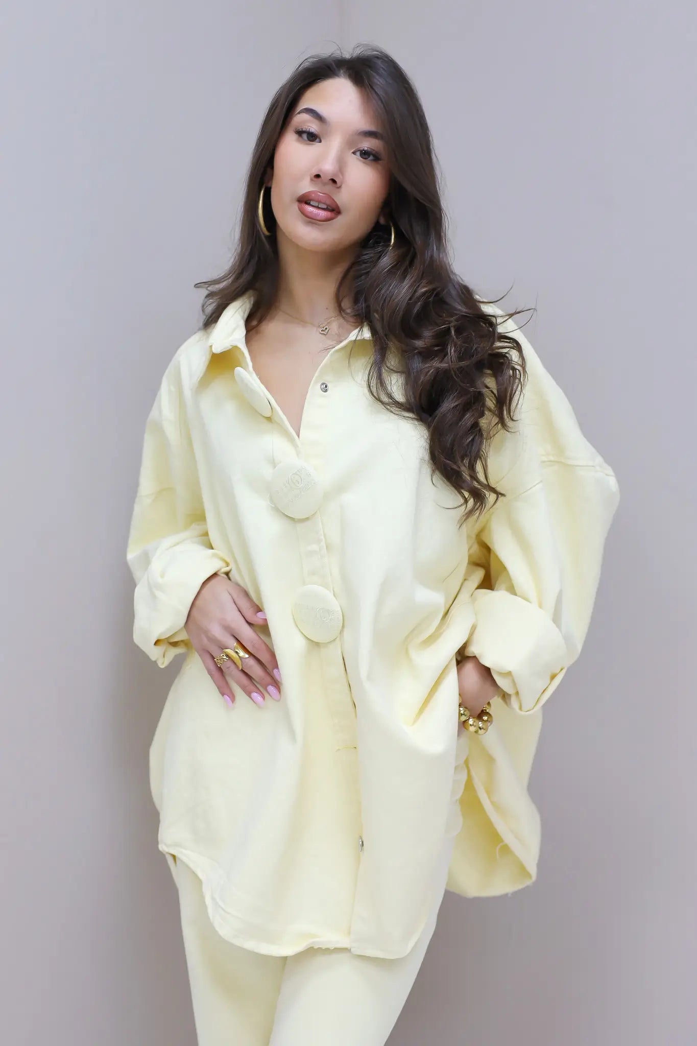 Oversized Denim Blouse Geel