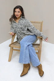 Oversized Denim Blouse Zebra