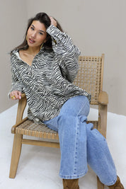 Oversized Denim Blouse Zebra