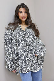 Oversized Denim Blouse Zebra