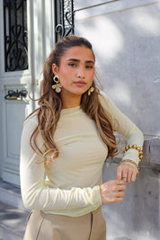 Cashmere T-Shirt Met Lange Mouwen Geel