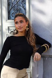 Cashmere T-Shirt Met Lange Mouwen Zwart