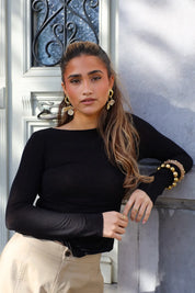 Cashmere T-Shirt Met Lange Mouwen Zwart