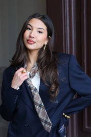 Stropdas Geruit Beige