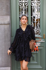 Jurk Ruffels Zwart