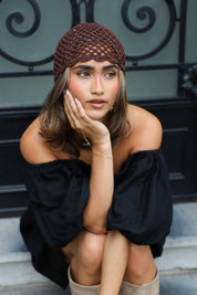 Crochet Muts Donker Bruin