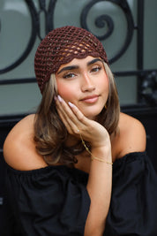 Crochet Muts Donker Bruin